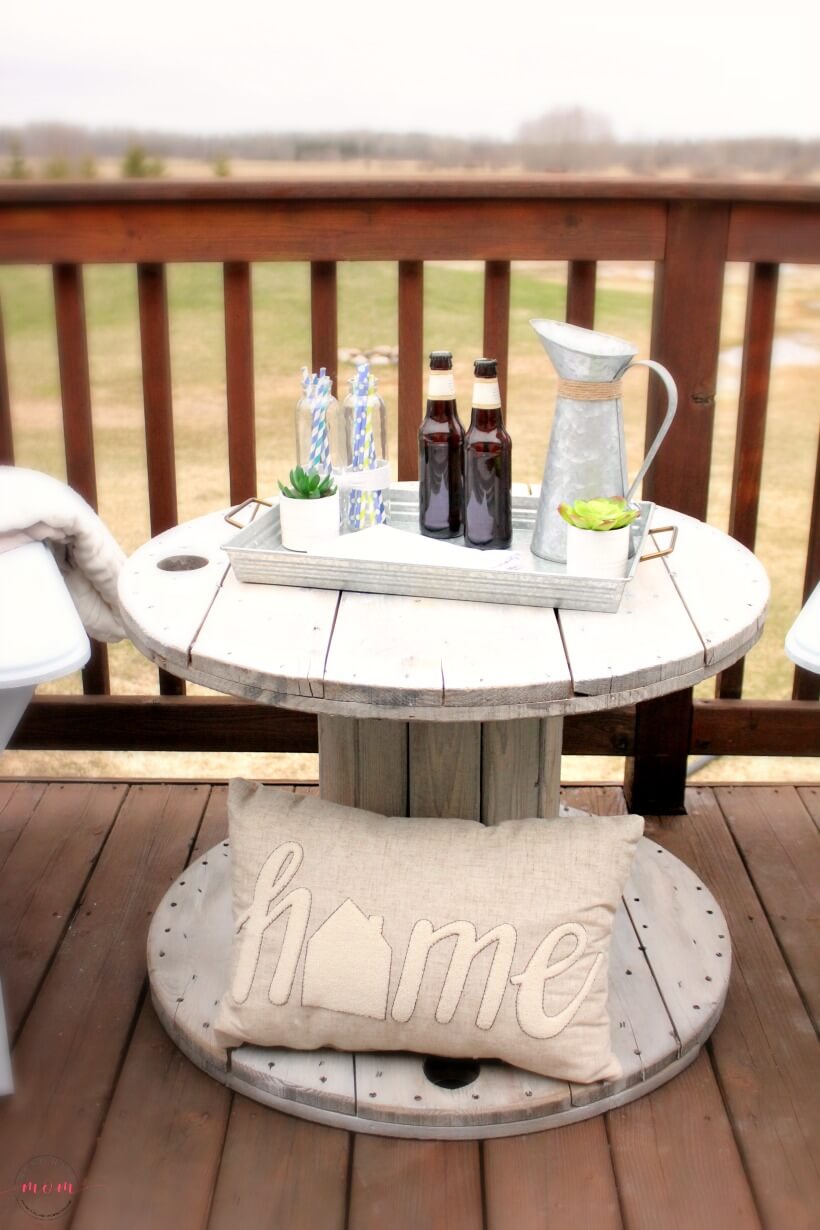 Repurposed and Reclaimed Wire Spool Outdoor Table