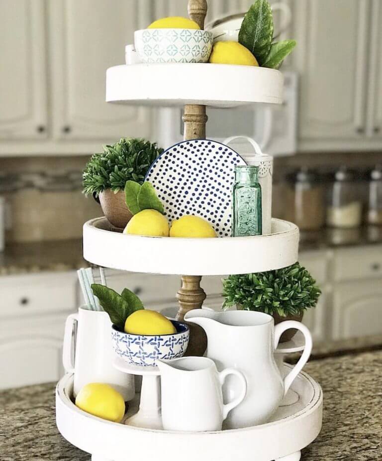 Solid Wood Three-Tiered Rustic Tray