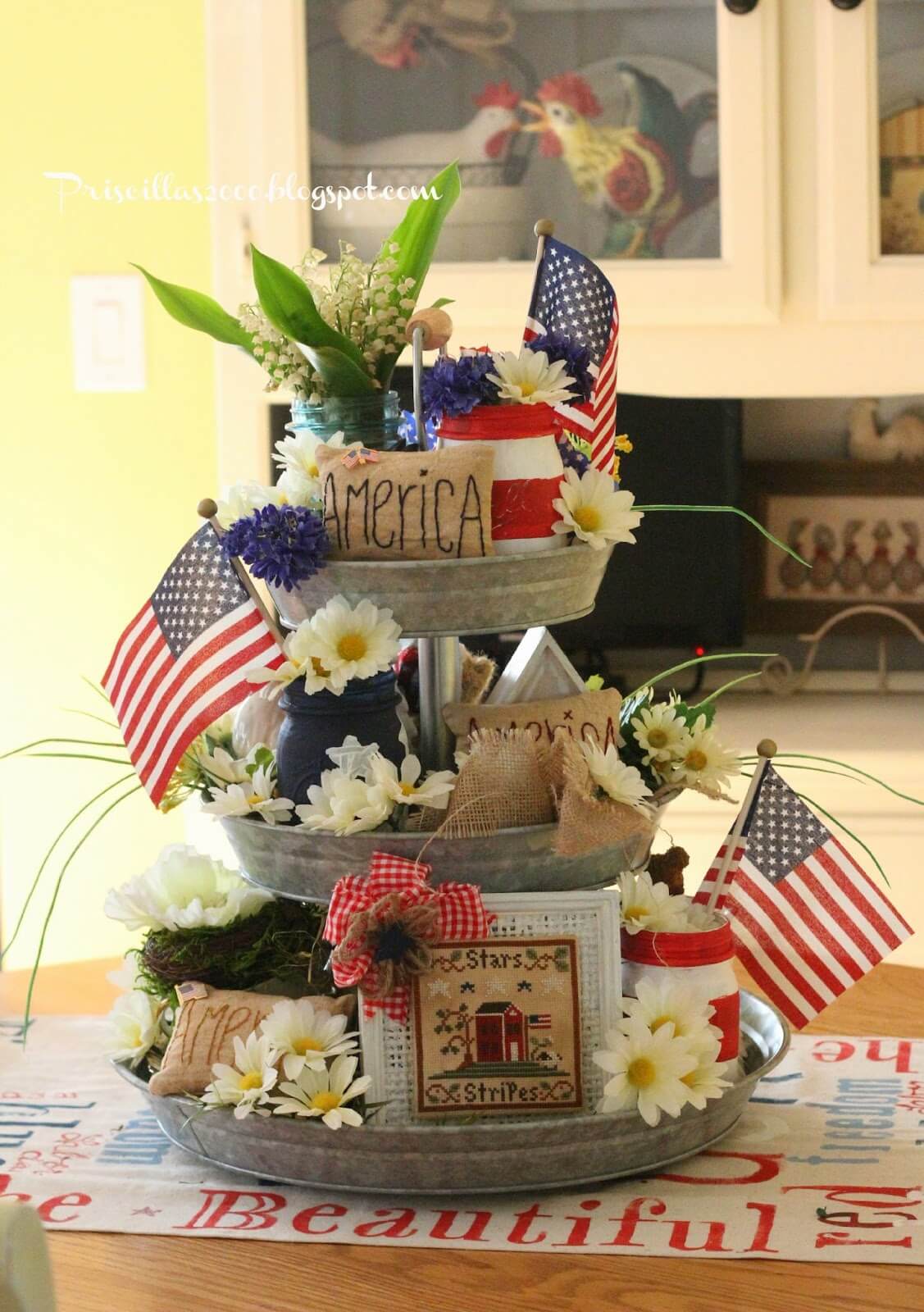 Rustic Memorial Day Tiered Summer Tray