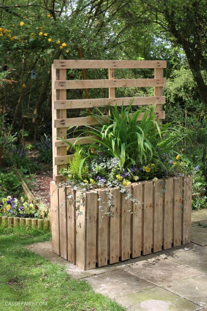 Large Wooden Pallet Planter Box with Back