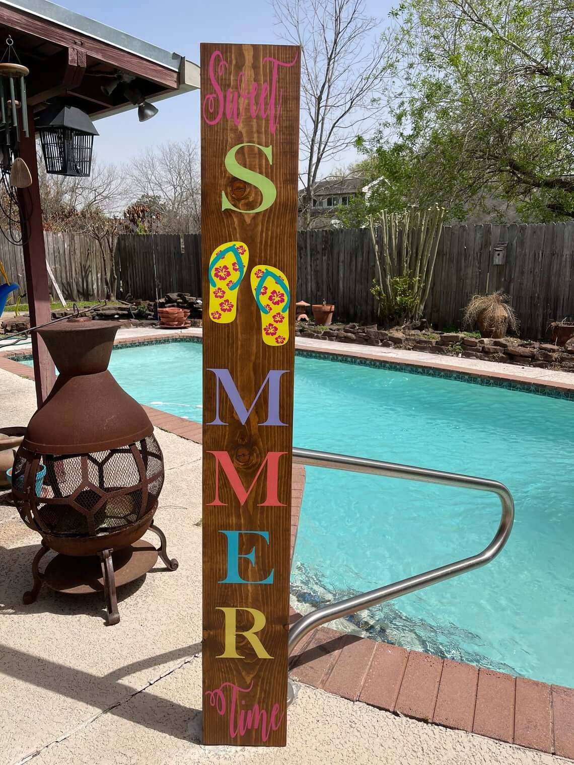 Vertical Wooden Sweet Summertime Sign