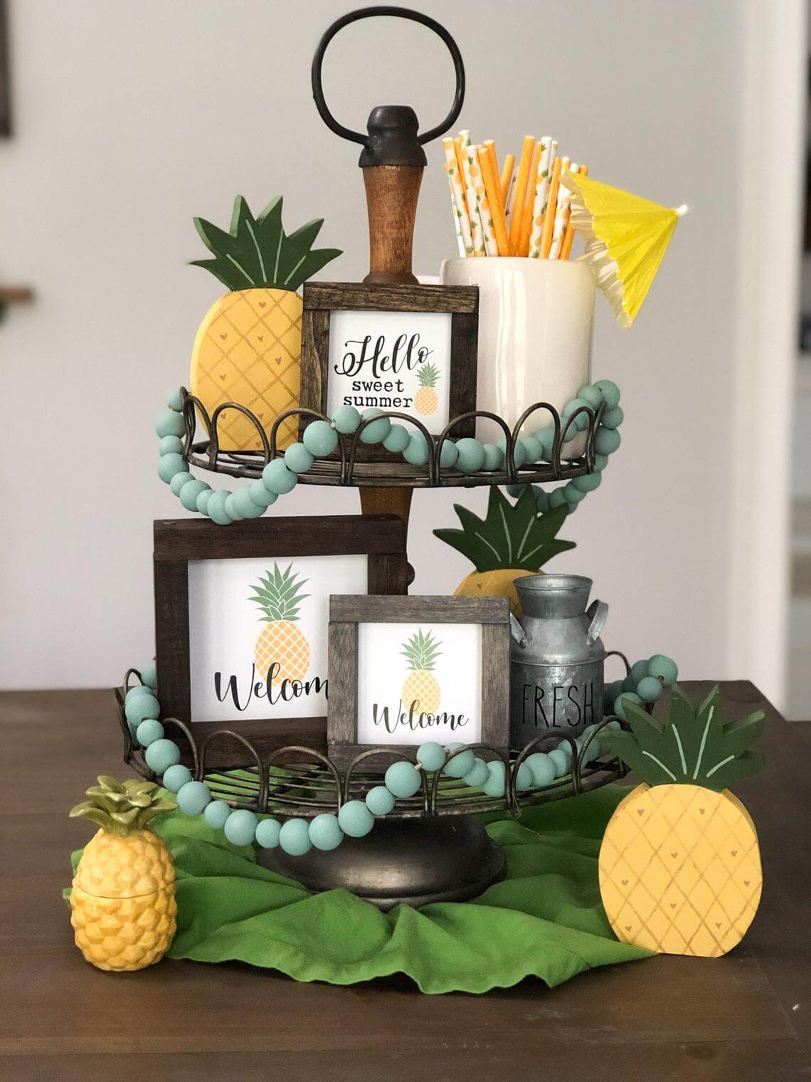 Summer Farmhouse Style Tiered Tray