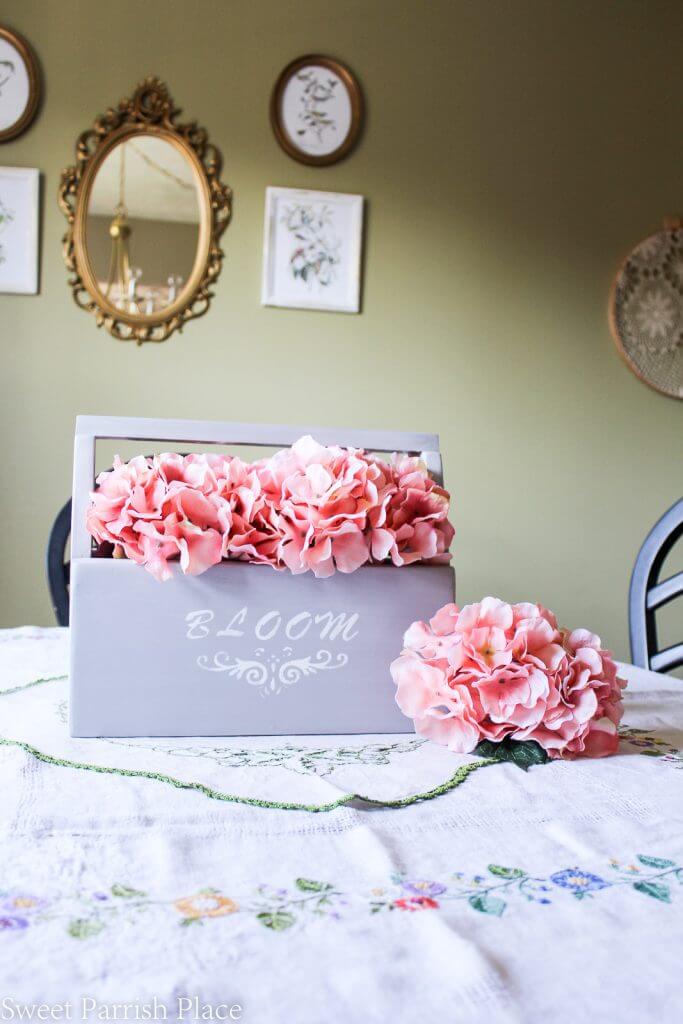 Bloom Stenciled Crate Flower Caddy