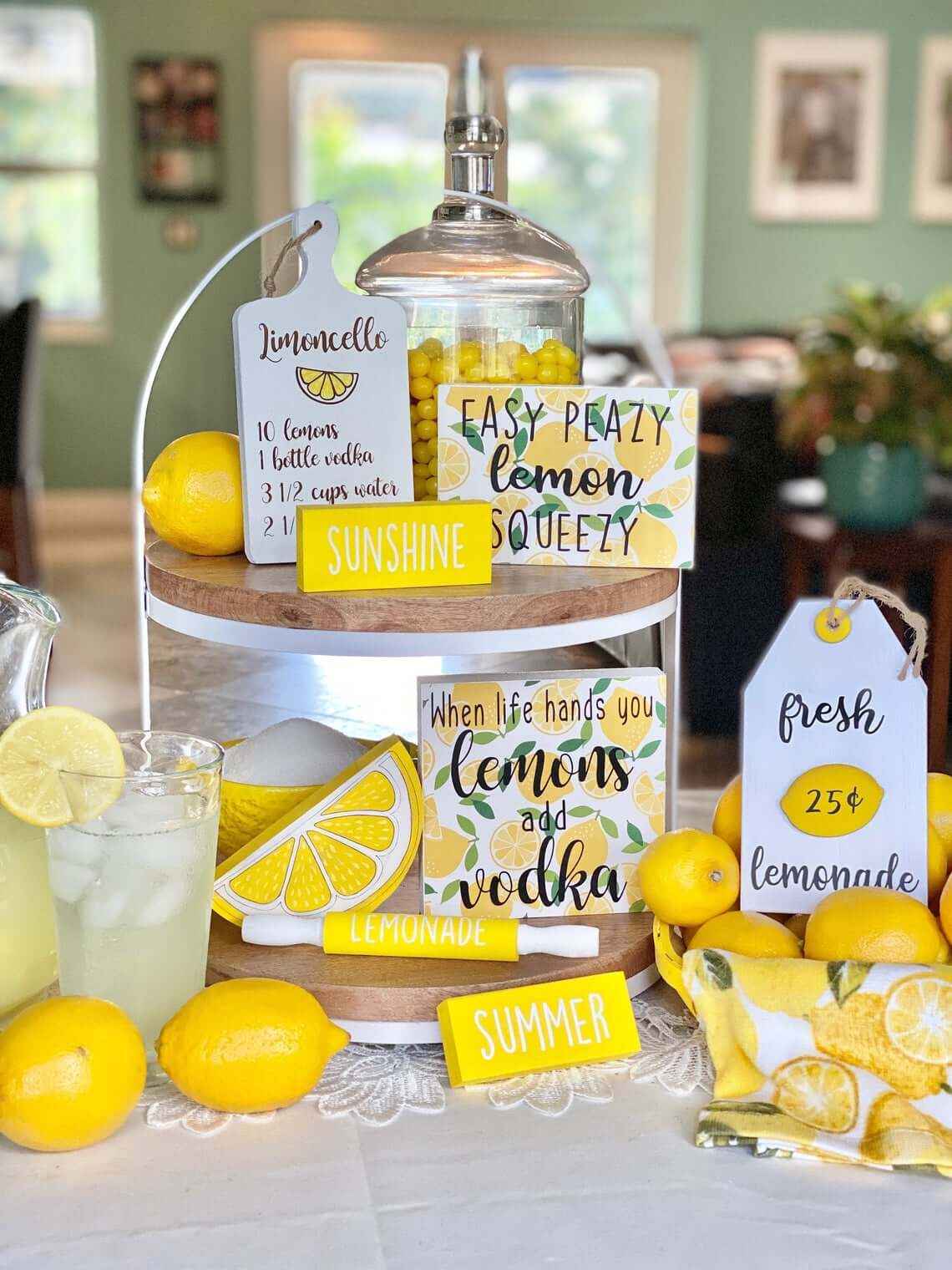 Lemon Tiered Tray Summer Décor