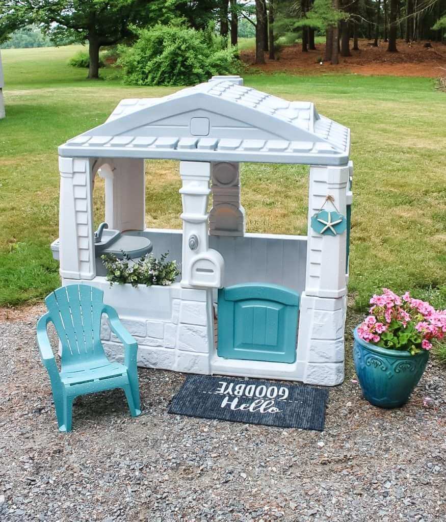 Fun Coastal Themed Playhouse Makeover