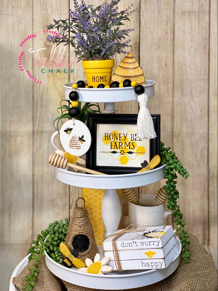 Dining Delight: Bee Themed Tiered Tray Decor