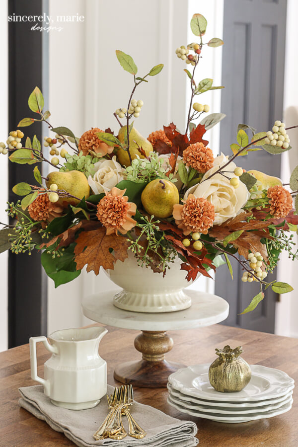 Faux Autumn Pear Floral Arrangement