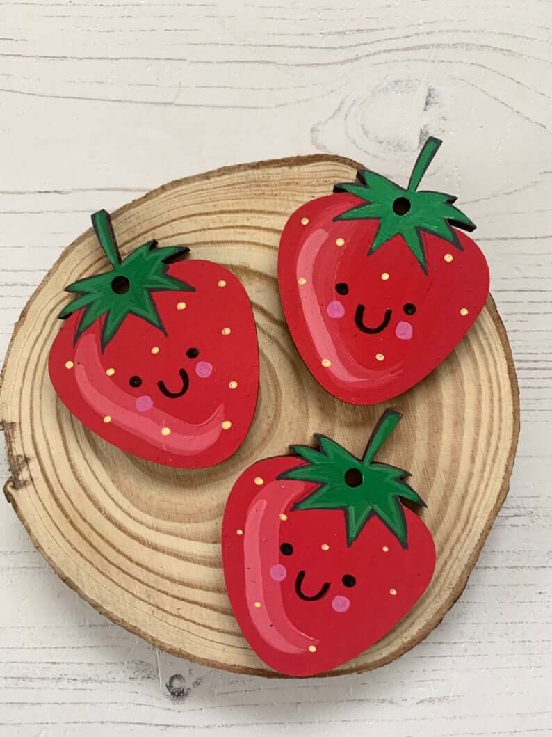 Hand Painted Strawberry Tag Decoration