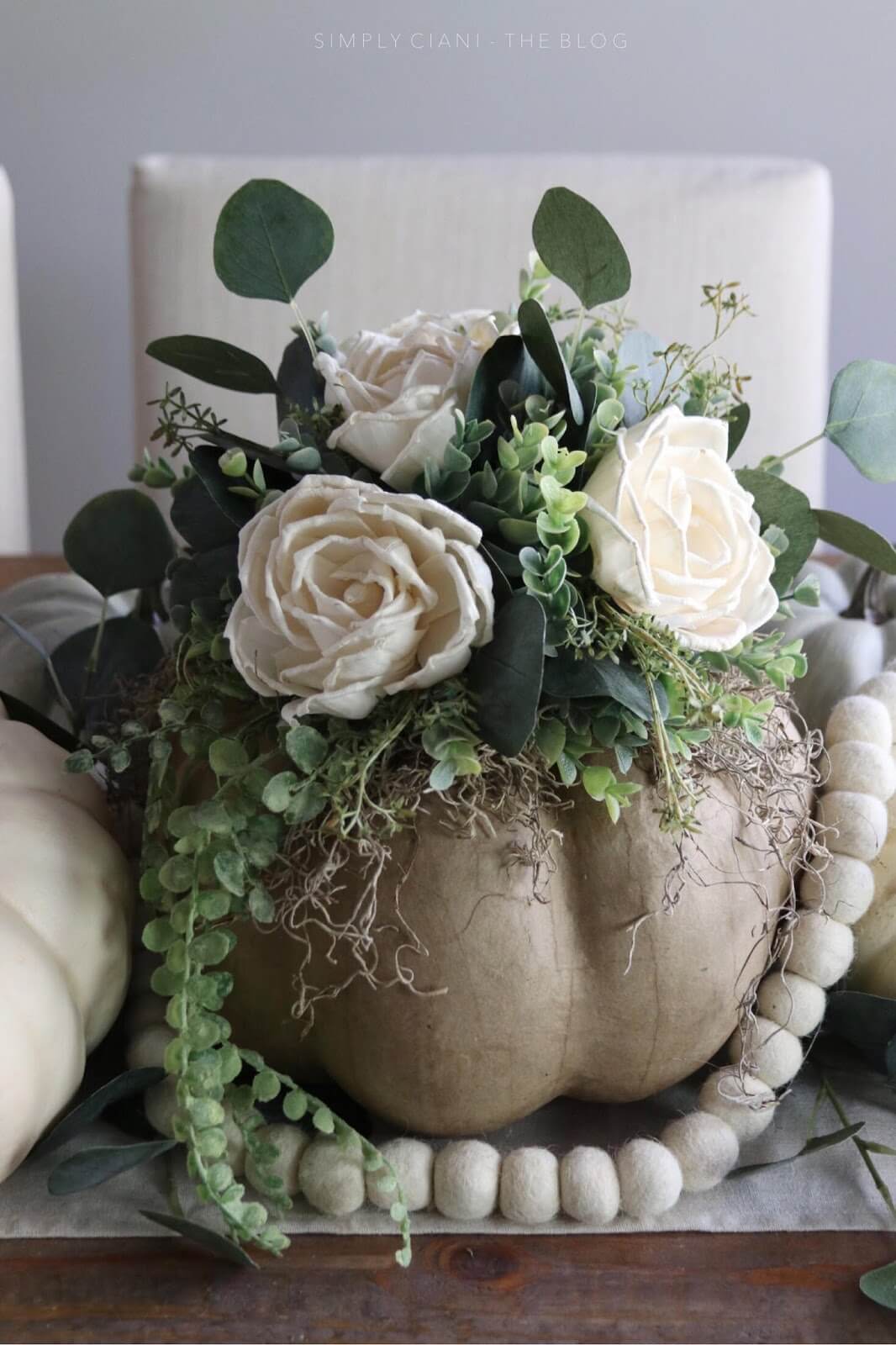 Paper Craft Pumpkin Floral Centerpiece