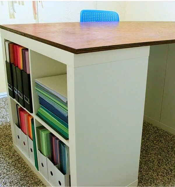 Cool Custom Craft Table with Shelves