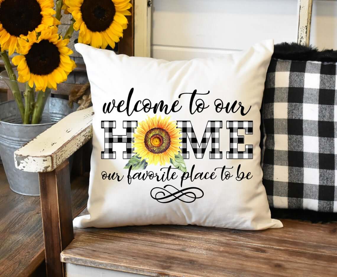 Cool Fall Sunflower Throw Pillow