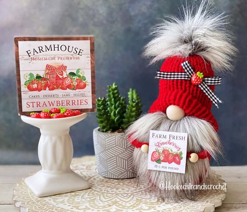 Unique Strawberry Fruit Gnome Décor