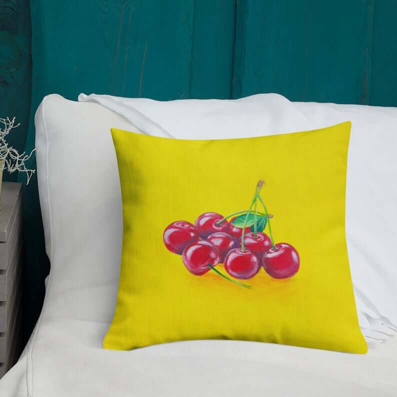 Artistic Fruit Cherries Pillow Design