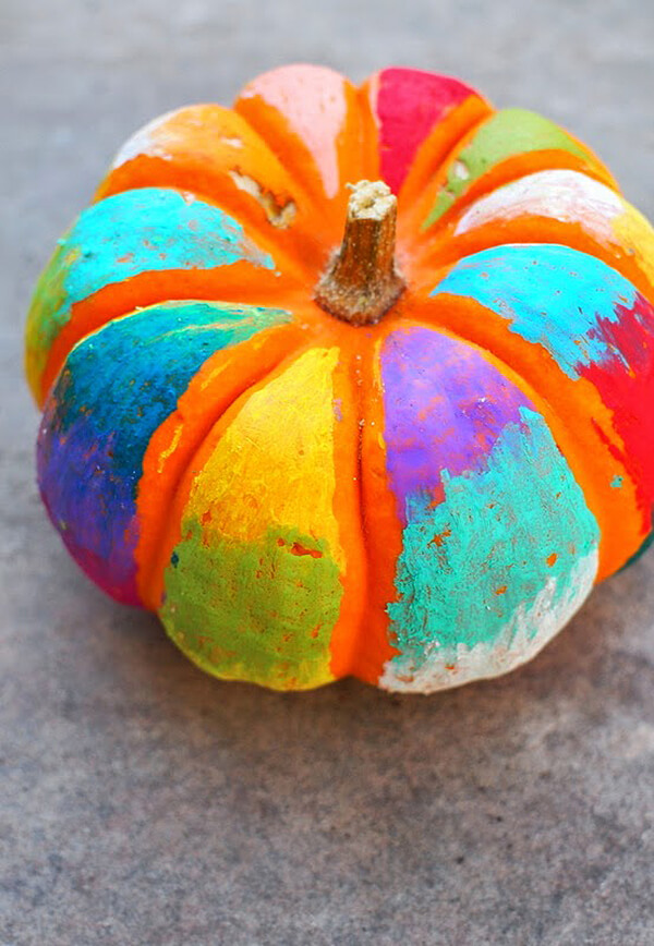 Oil Pastels and Mod Podge Painted Pumpkins