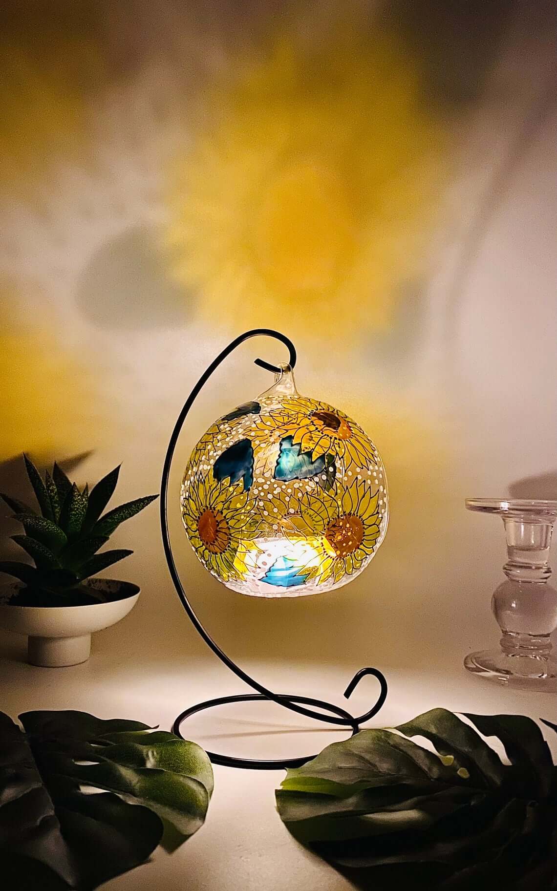 Precious Sunflower Glass Candle Holder