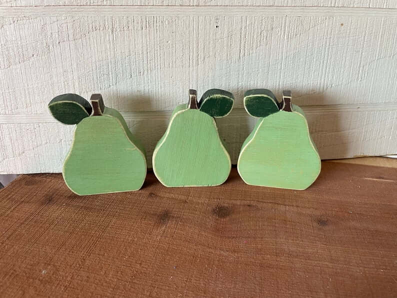 Farmhouse Style Wooden Pear Decoration