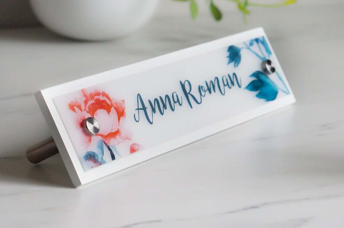 Wood and Acrylic Office Name Plate