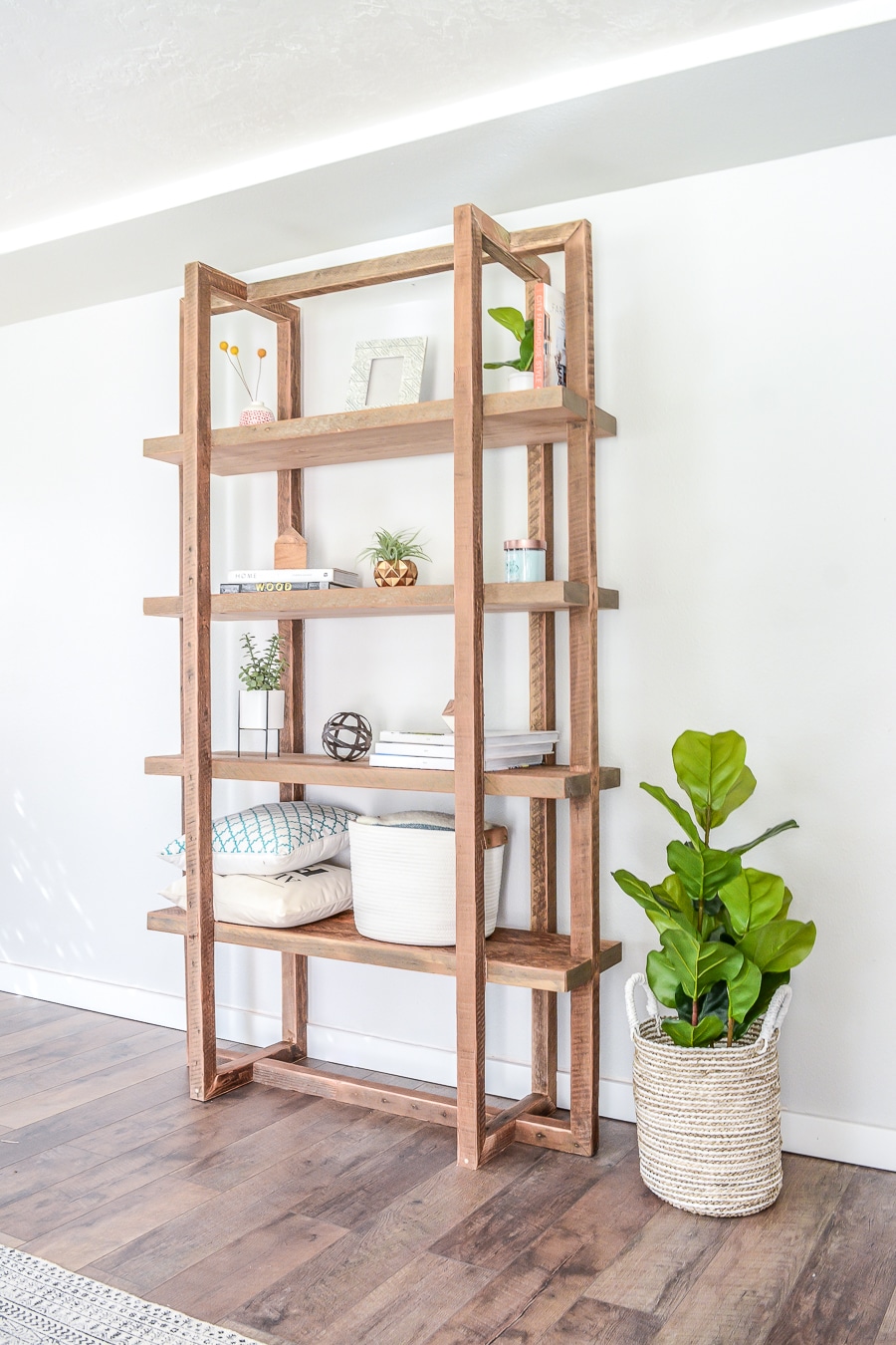 Rectangular Reclaimed Wood Geometric DIY Bookshelf