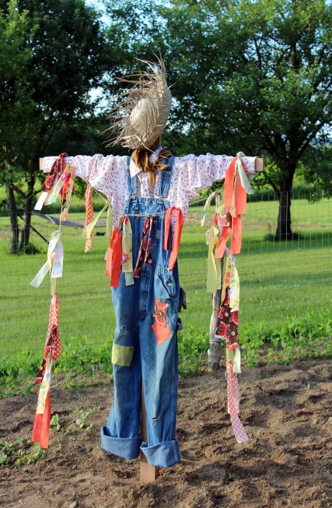 Garden Scarecrow with Fabric Garland