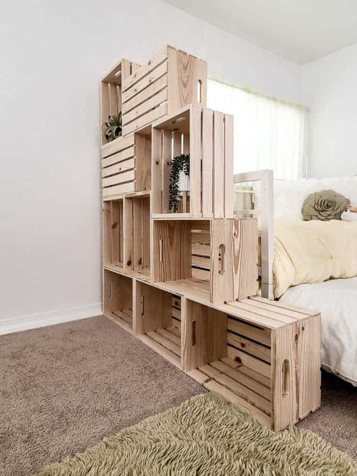 Wonderful Wooden Crate Bookshelf Room Divider