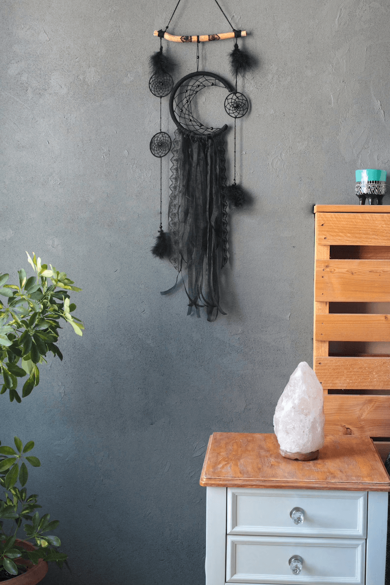 Dark Crescent Moon Wall Hanging