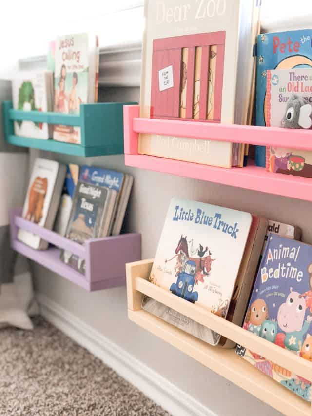Painted Spice Rack Bookshelves for Playroom