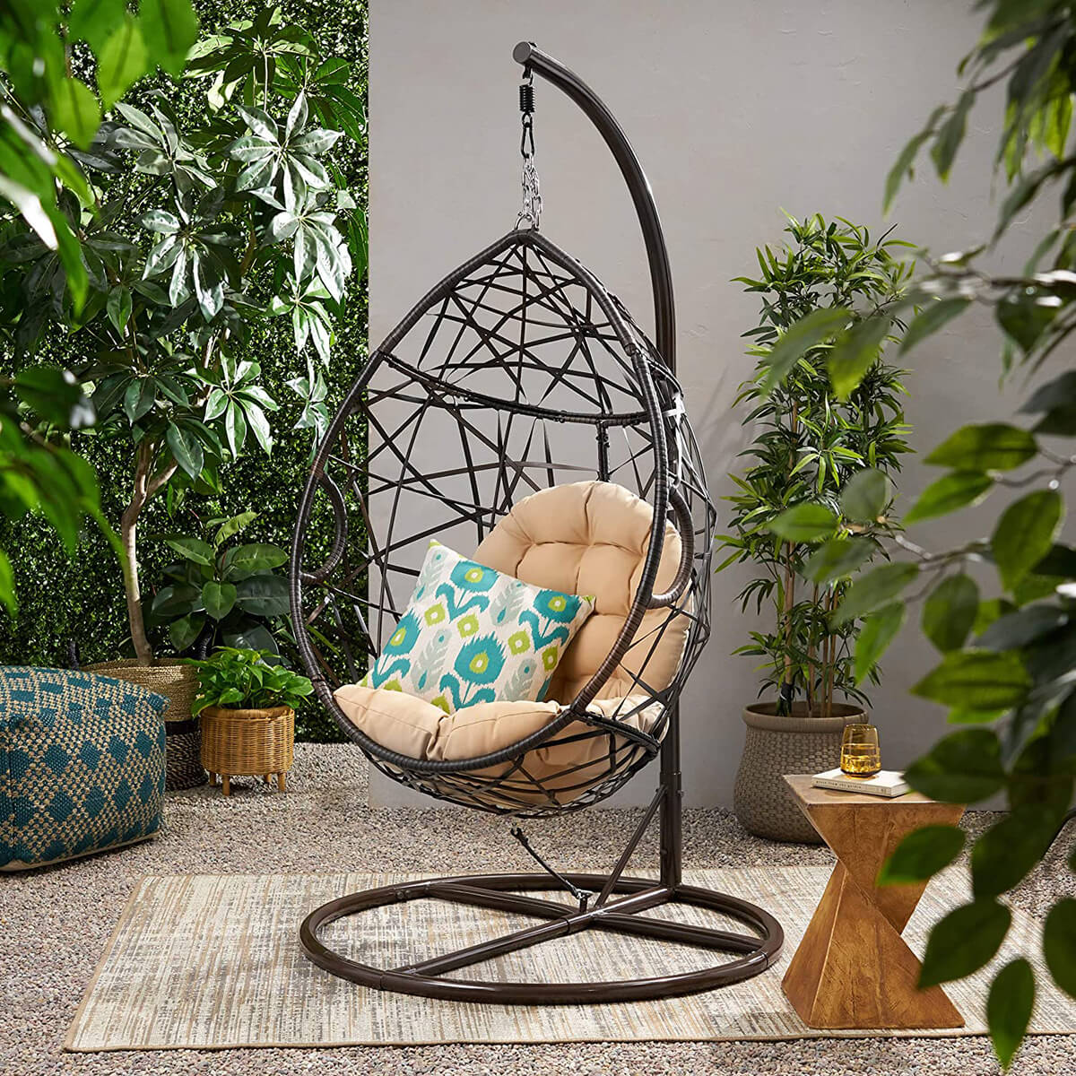  Isaiah Indoor/Outdoor Wicker Tear Drop Hanging Chair