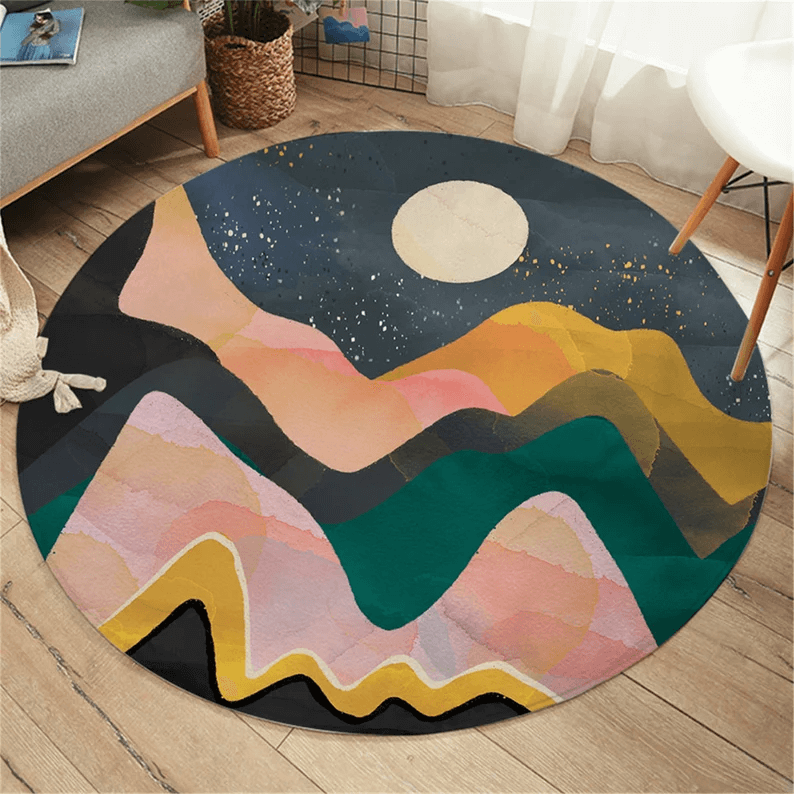 Abstract Night Sky Moon Area Rug