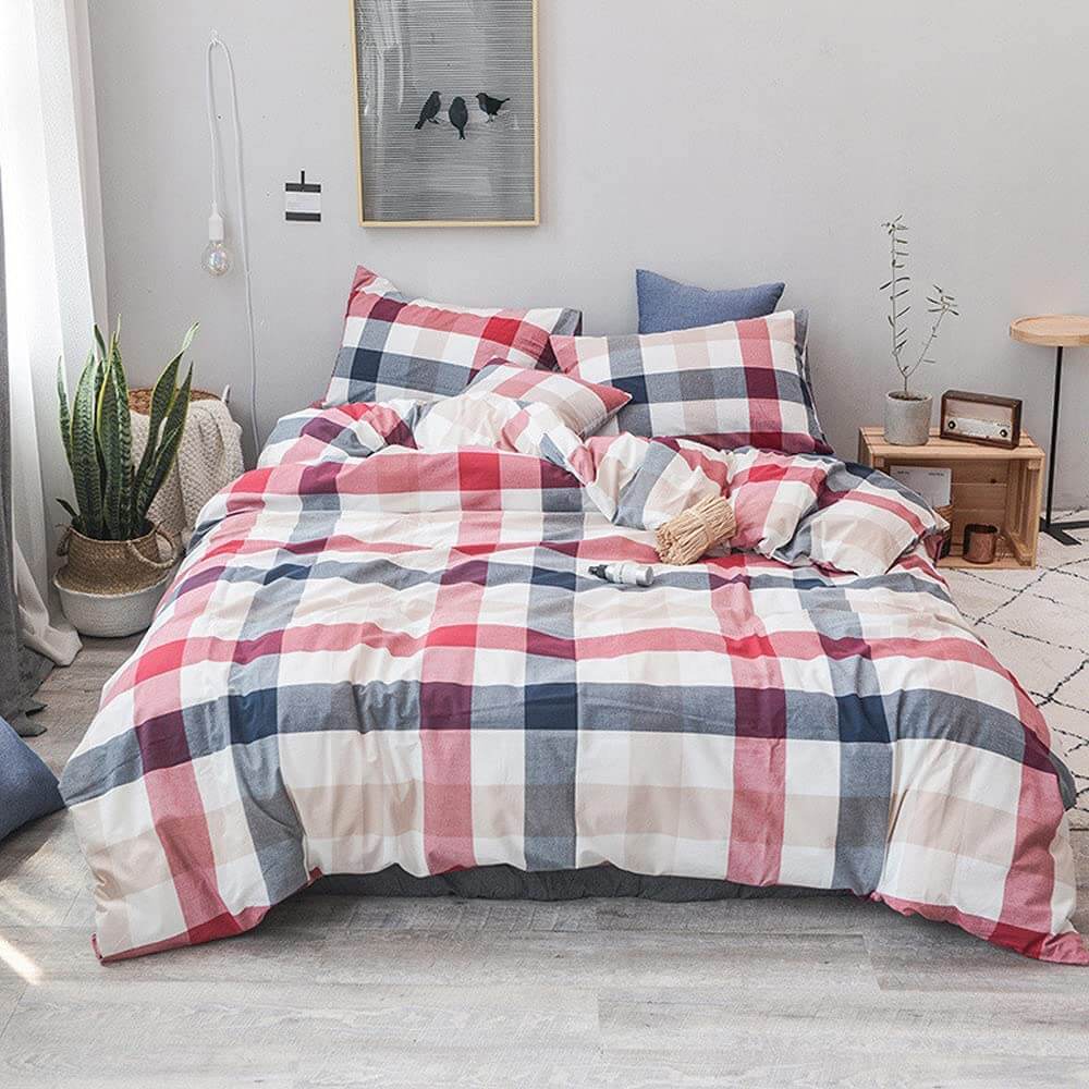 Washed Cotton Plaid or Solid Soft Duvet