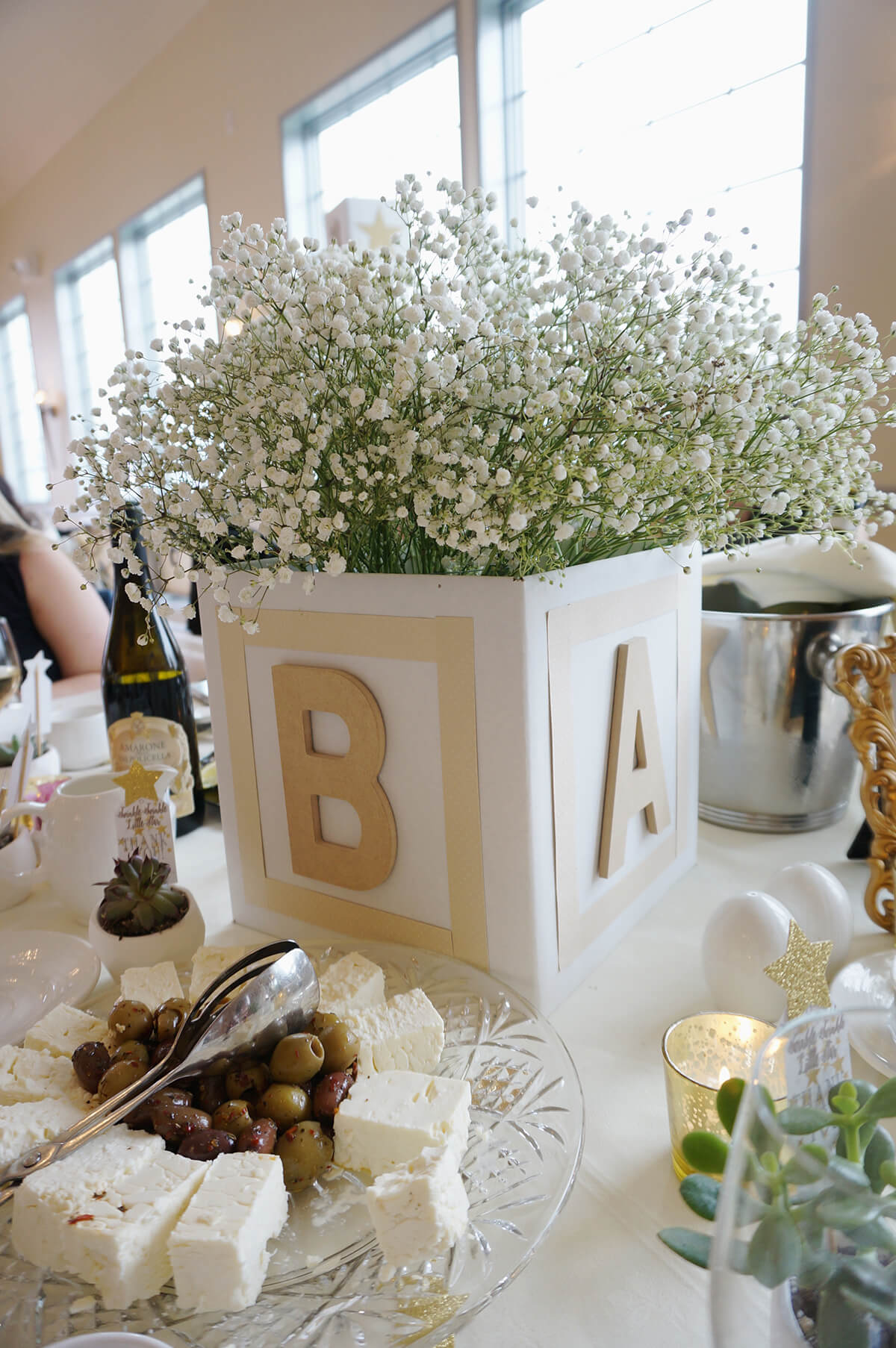 Baby block centerpieces store diy