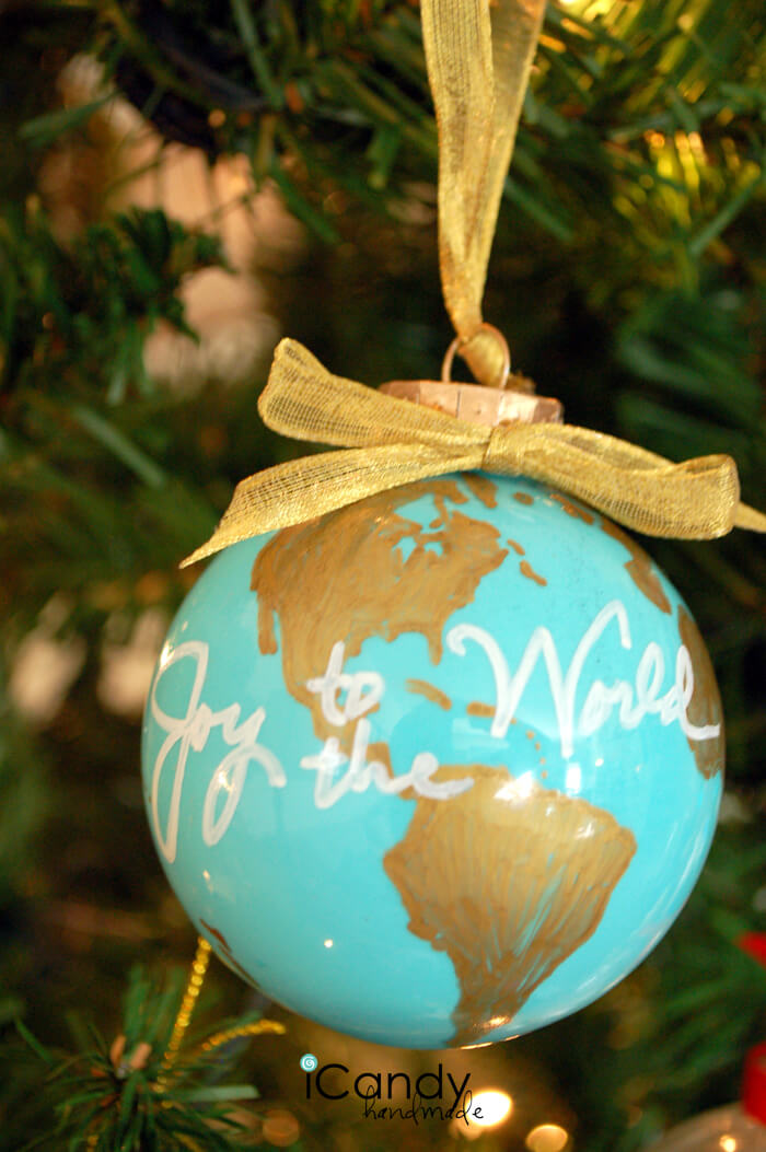 Gold Accent Joy to the World Ornament