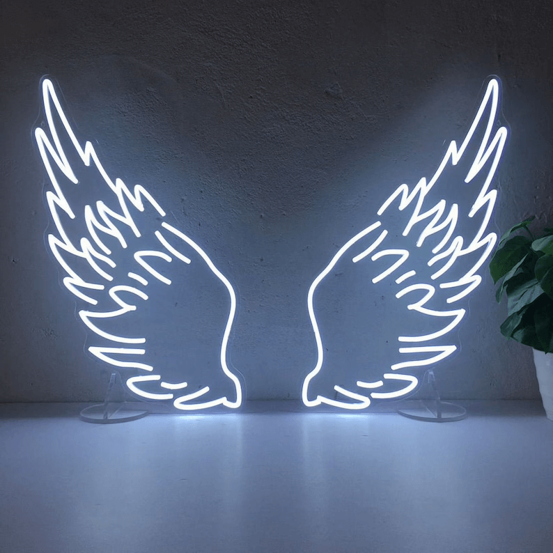 Majestically Neon Angel Wings Wall Art
