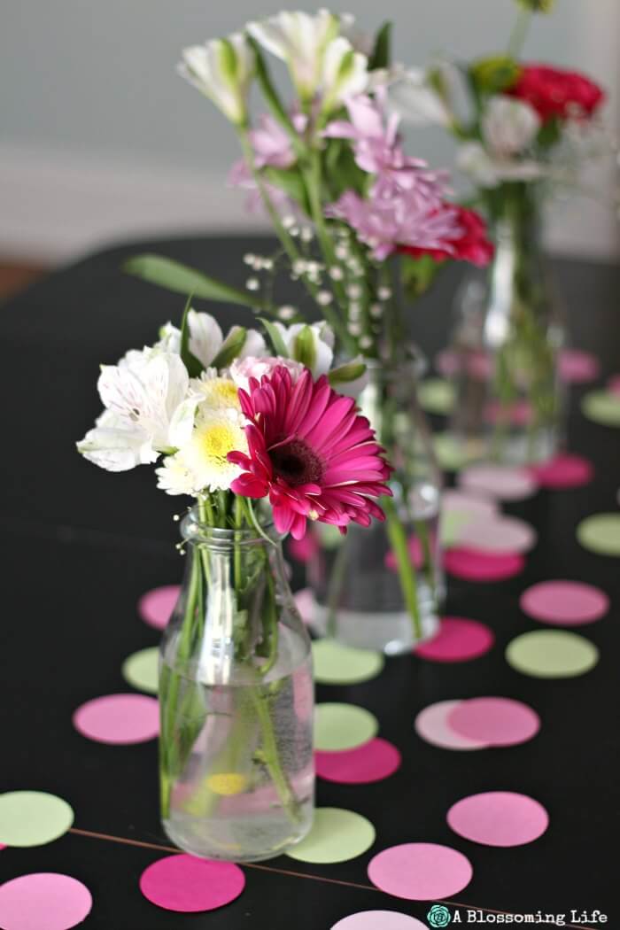 Polka Dot Milk Bottle Flower Vase