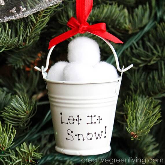 Bucket of Snowballs White Christmas Ornament