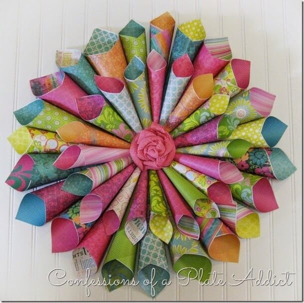 Vibrant Scrapbooking Paper Wreath Décor