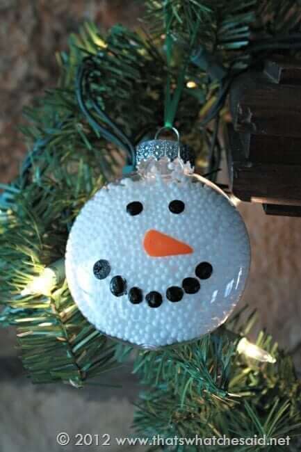 Styrofoam Snowball Snowman Christmas Ornament