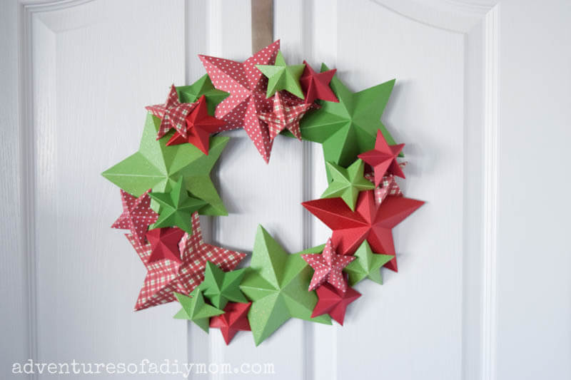 Multicolor 3D Paper Stars Wreath