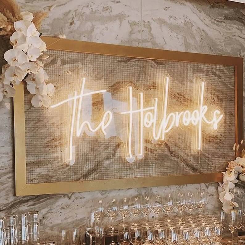 Wedding Reception Surname Neon Wall Art