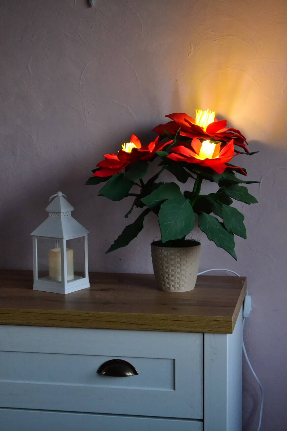 Poinsettia Decorative Floral Christmas Lights Lamp