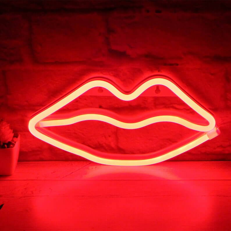 Romantic Red Lips Neon Wall Sign