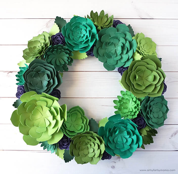 Multicolor Succulent Paper Wreath Design