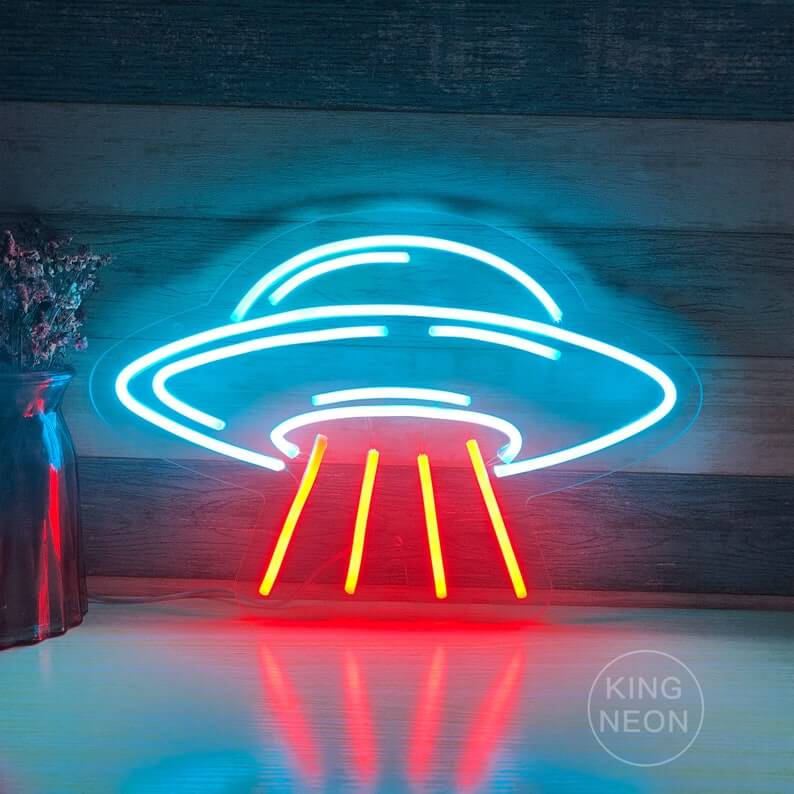 Unique Flying Saucer Neon Room Art