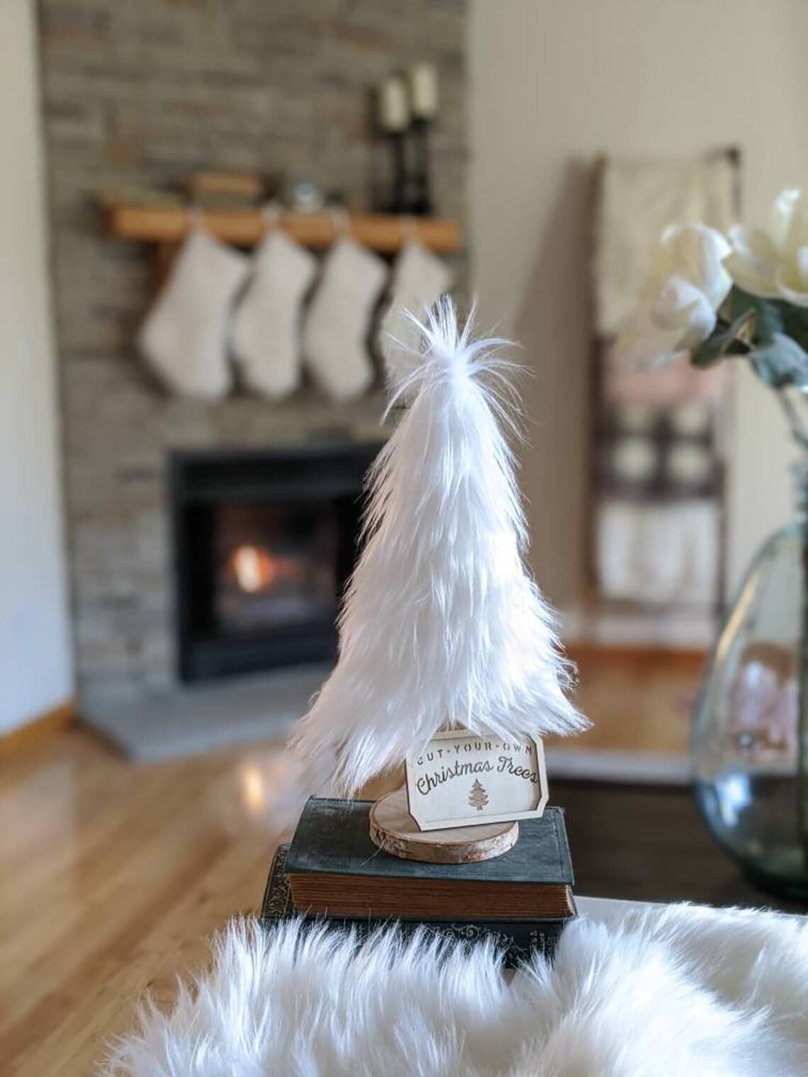 Fluffy Faux-Fur White Christmas Tree