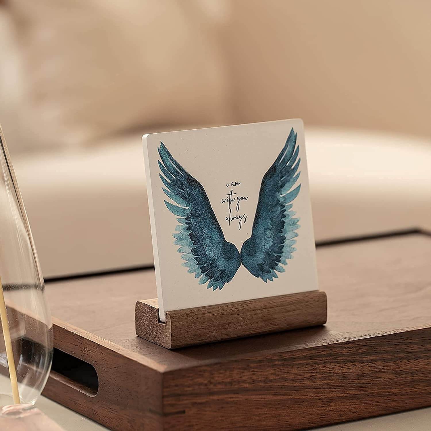With You Always Angel Wings Sympathy Plaque