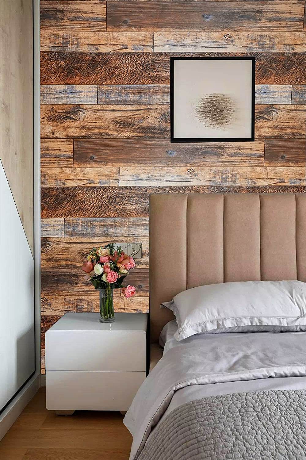 Rustic Faux Wood Peel and Stick Wall