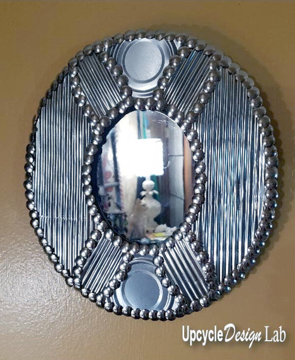Repurposed Tin Can Mirror Frame