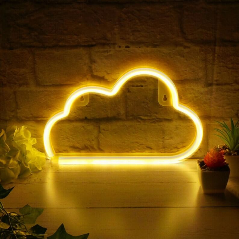 UFO Neon Sign ,LED Neon Lights , Cloud Neon Wall Decor Flying Saucer  Bedroom Neon Night Light Creative Home Bedroom Room Wall Lamp 