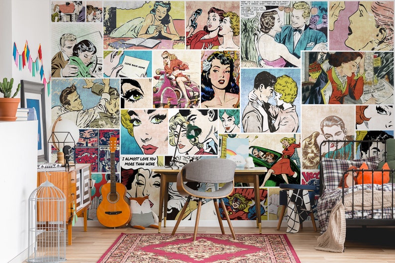 Colorful Comic Retro Wall Art Mural