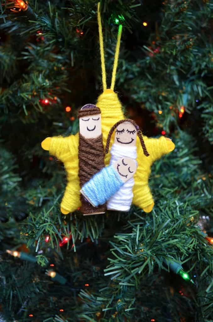 Yarn Wrapped Nativity Christmas Ornament