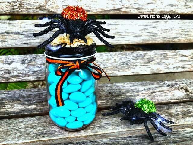 Spider Topped Halloween Candy Mason Jar